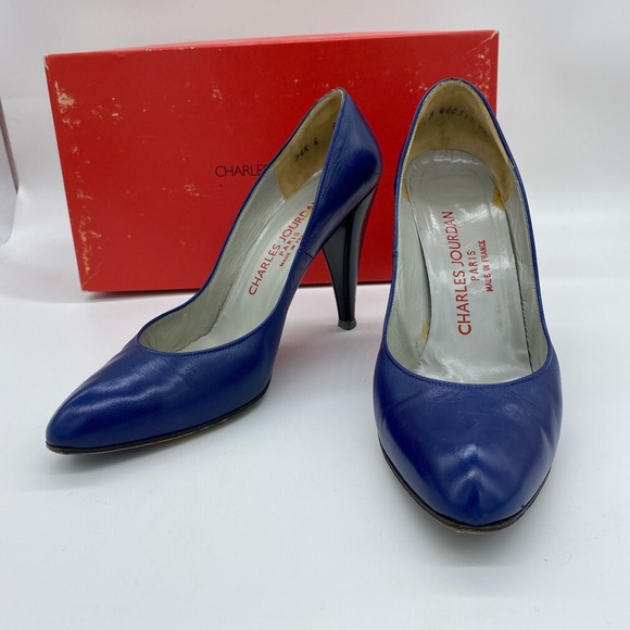 Charles Jourdan Shoes - Vintage Charles Jourdan Sally Chev Savane Royal Blue Pump Heels Womens Size 6 B
